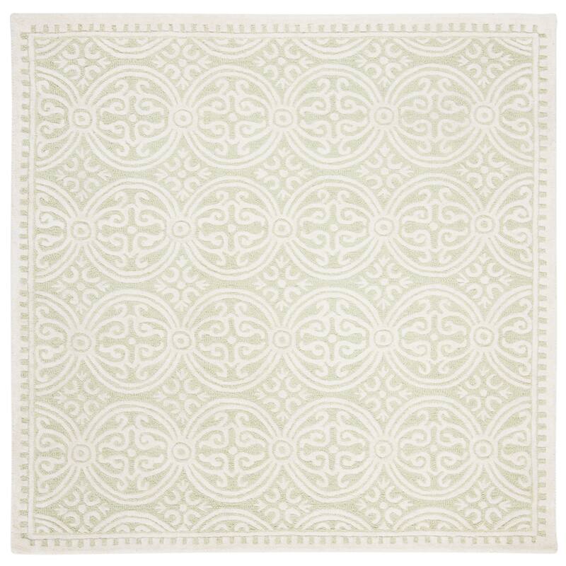 SAFAVIEH Handmade Cambridge Myrtis Moroccan Wool Rug - 6' x 6' Square - Light Green/Ivory