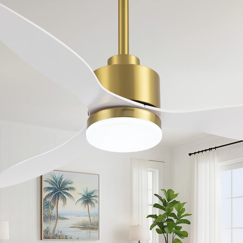 52" Ceiling Fan with LED Light and Remote, Modern Gold Indoor Ceiling Fan, Reversible DC Motor, 6-Speed - 52 Inches