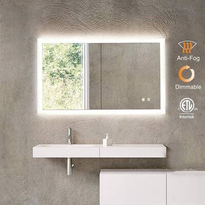 Hardwired LED Lighted Bathroom Mirror - Overstock - 31662886