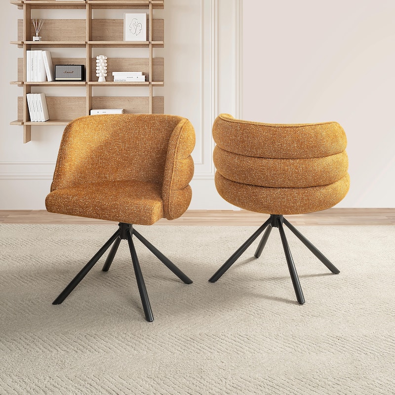 270° Swivel Home Office Desk Chairs Set of 2, Modern Dining Chairs - Orange