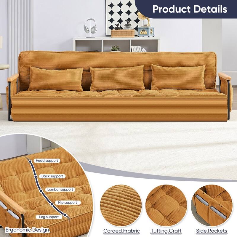 Mixoy Muti-Functional Folding Floor Sofa Bed,3-Seater,2-Seater,1-Seater Lazy Futon Sofa with 6 Position Adjustable Backrest