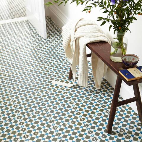 Merola Tile Henley Azul Encaustic 17.63" x 17.63" Ceramic Floor and Wall Tile