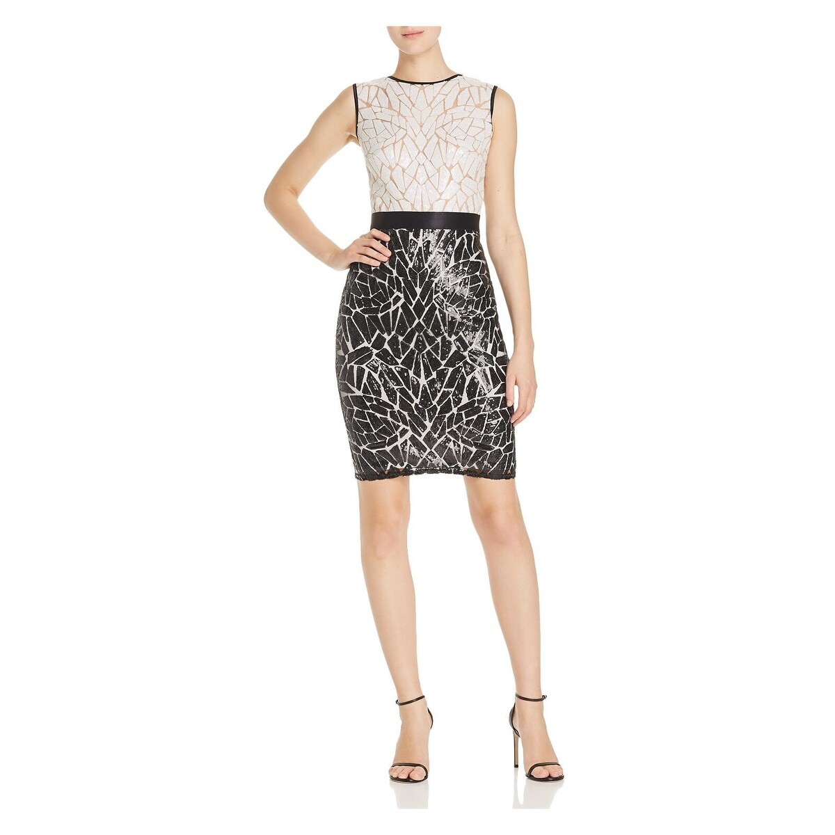 tadashi black and white dress