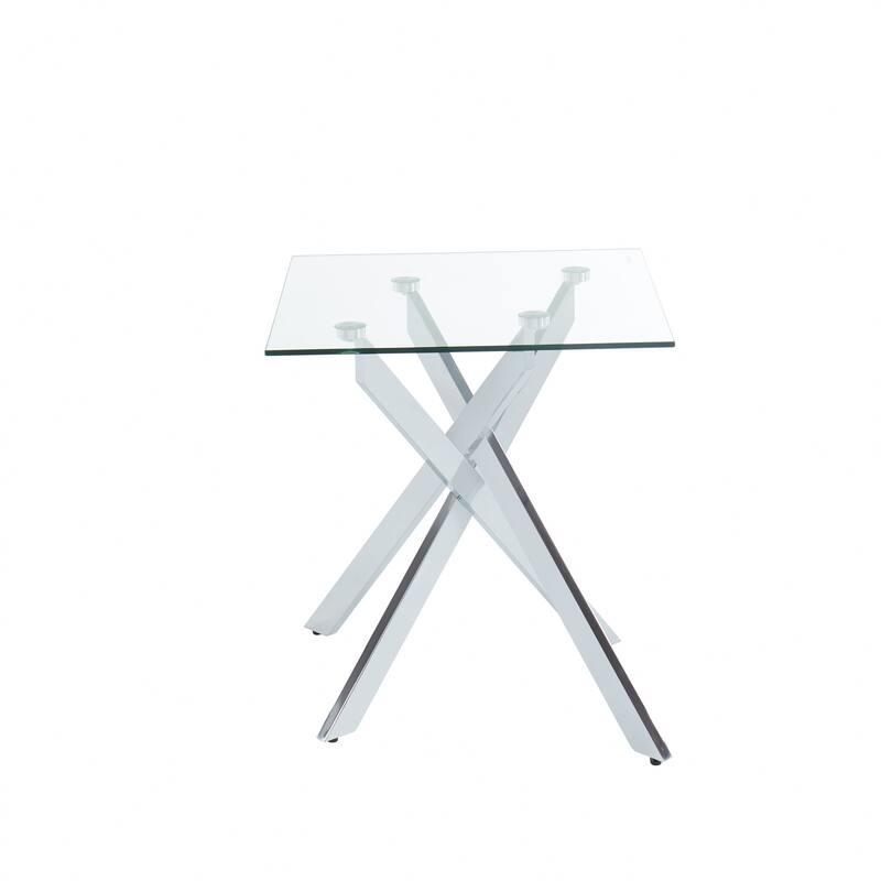 Modern and contemporary End Table Square Coffee Table With Glass Top