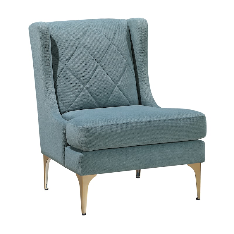 Margo 28" Chenille Accent Chair - Brushed Gold Finish Metal Legs - Blue