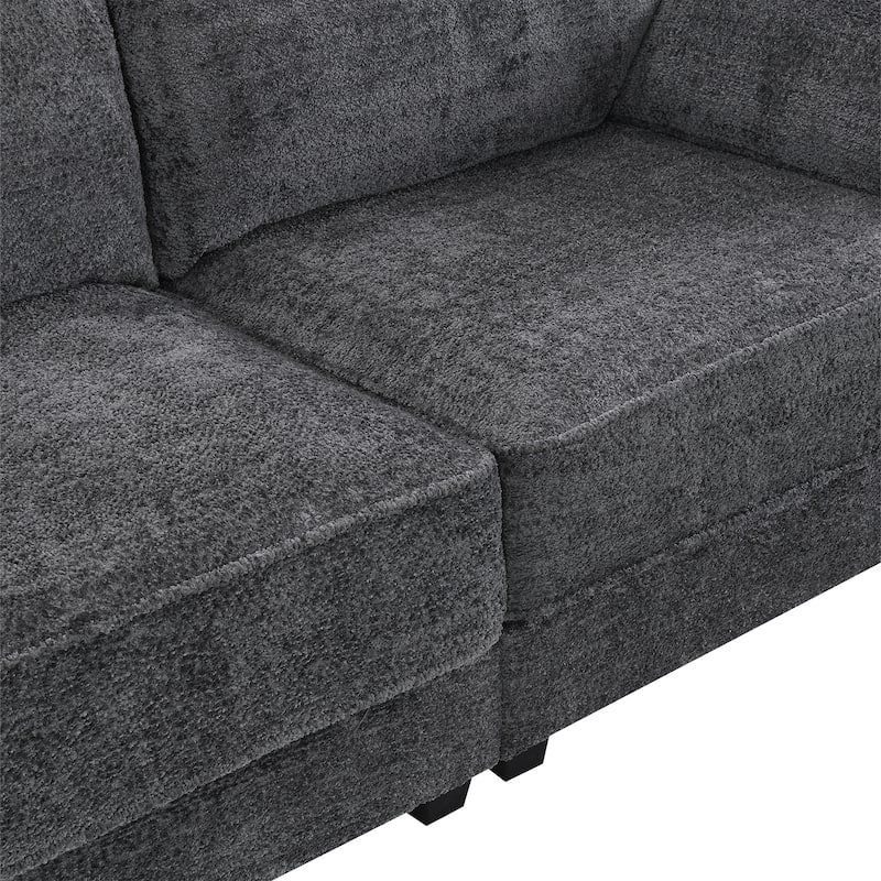 81" Chenille Modular Sectional Sleeper Sofa with Ottoman (4-Seat)