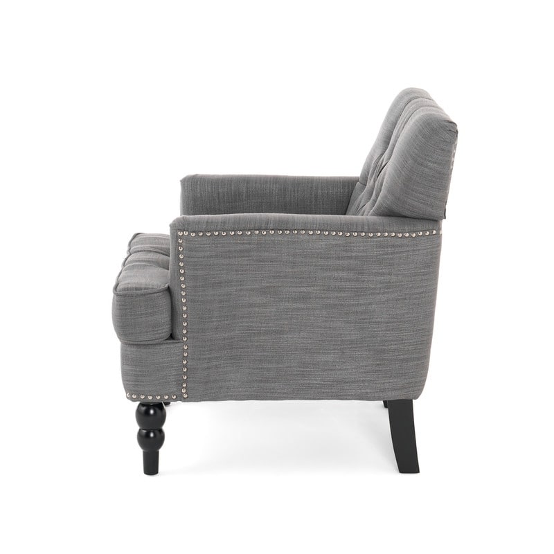 Contemporary Tufted Club Chair-Button-Tufted Diamond Stitch, Nailhead Trim&Birch Wood Legs