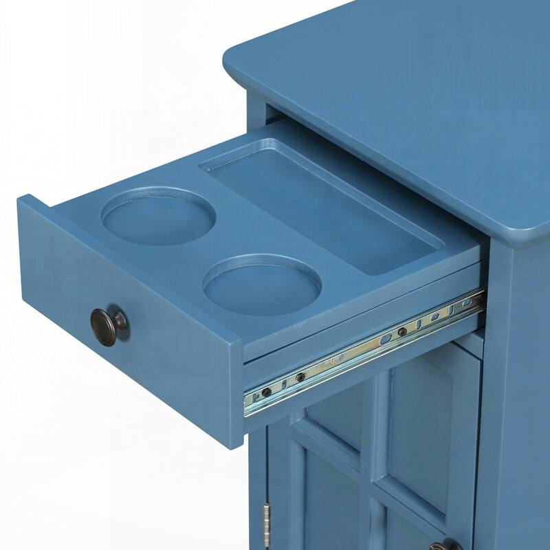 End Table Side Table with USB Ports and One Multifunctional Drawer with cup holders