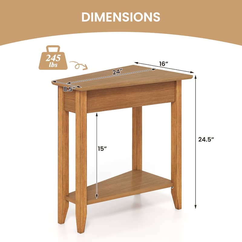 Gymax 2-Tier End Table Irregular Narrow Sofa Side Nightstand w/