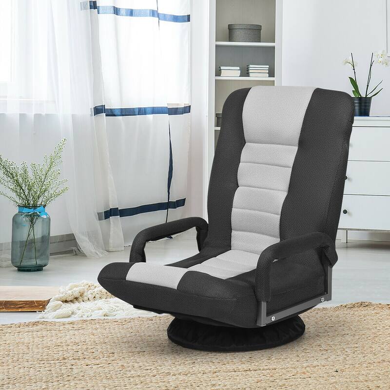 360-Degree Swivel Gaming Floor Chair with Foldable Adjustable Backrest