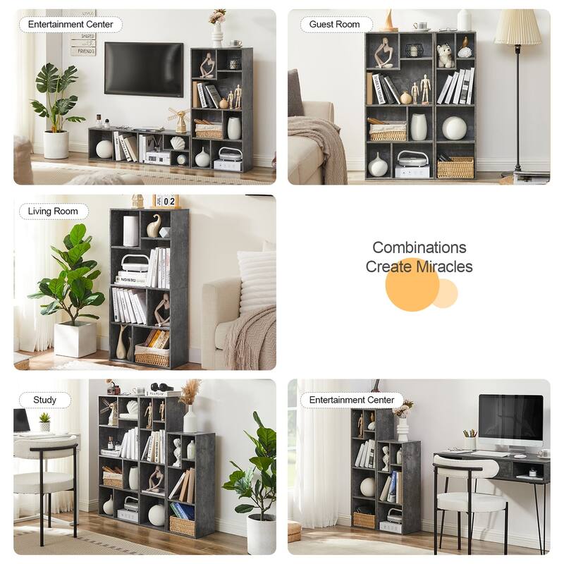 VECELO Wide Wood Organizer Bookcase Sets