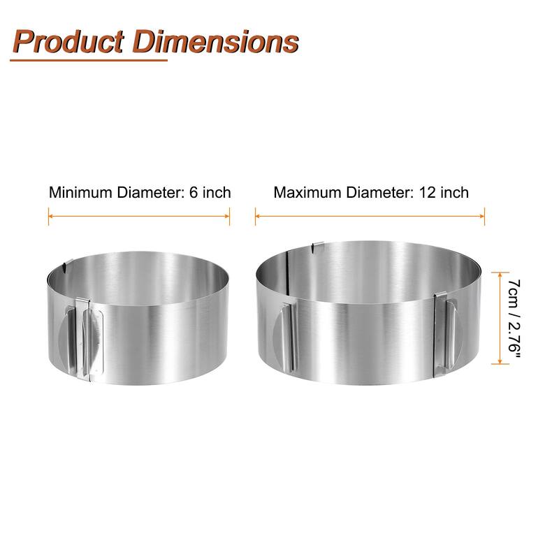 2Pcs Cake Ring 6cm Adjustable Round Cake Ring Mousse Baking Moulds - 7cm