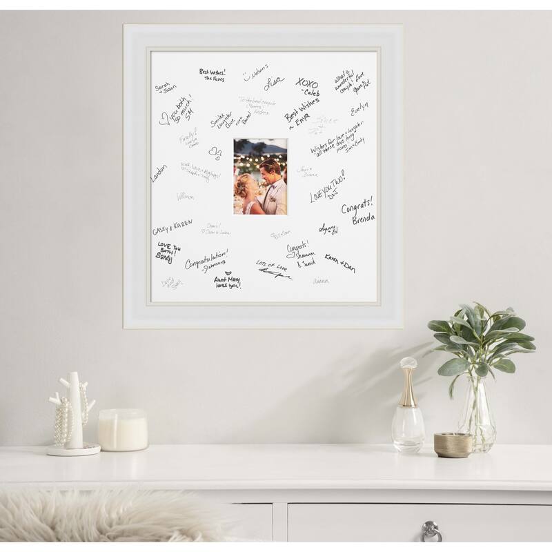 Flair Signature Mat Picture Frame - Autograph Photo Frame Guest Book Alternative for Weddings, Graduations, or Retirement