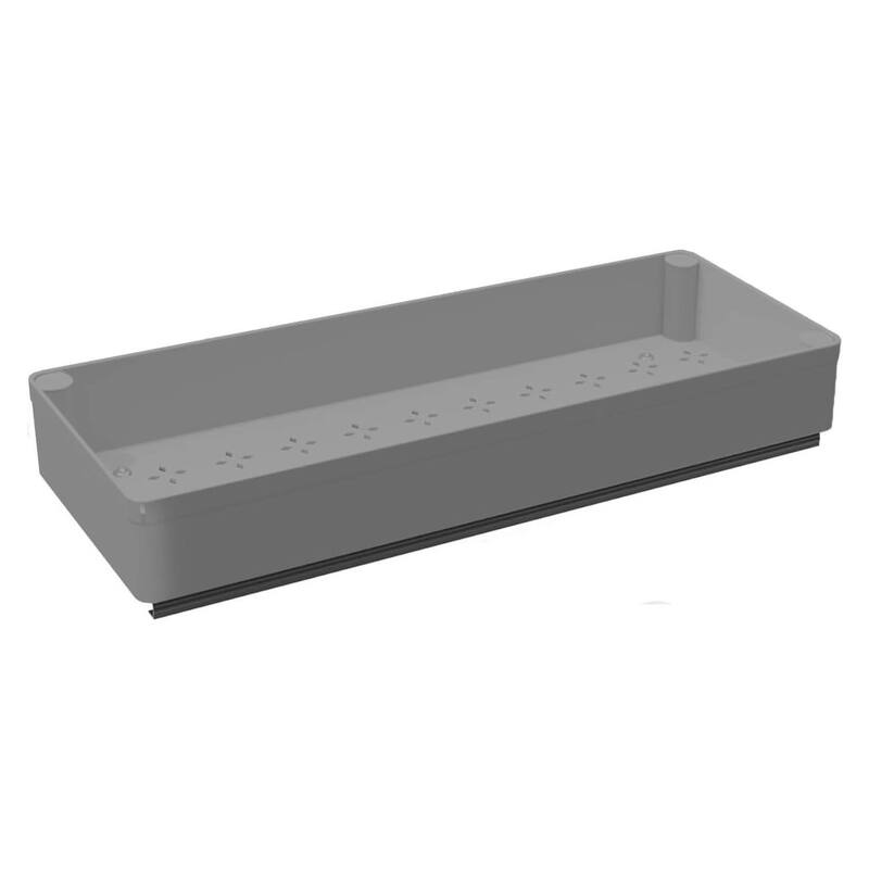 Expandable Pull Out Cabinet Organizer, Peel and Stick Roll Out Drawer for Pots and Pans, Small - Grey