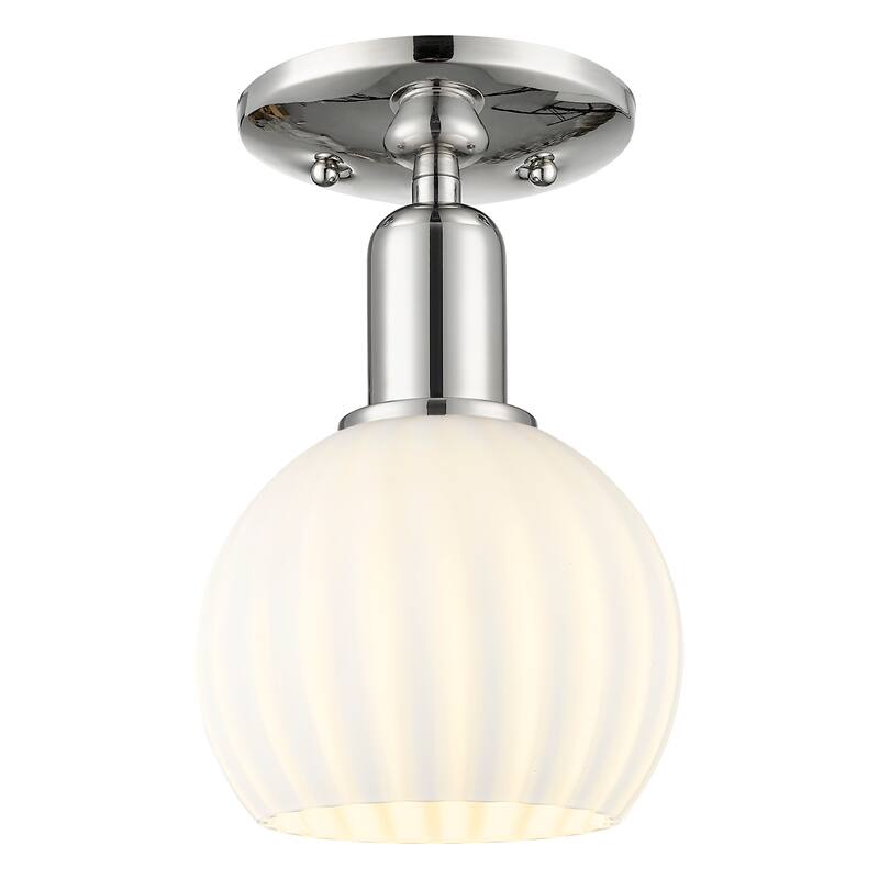 Innovations Lighting Endless Possibilities Arcadia - White Venetian - 1 Light 6" Semi-Flush Mount - Polished Nickel
