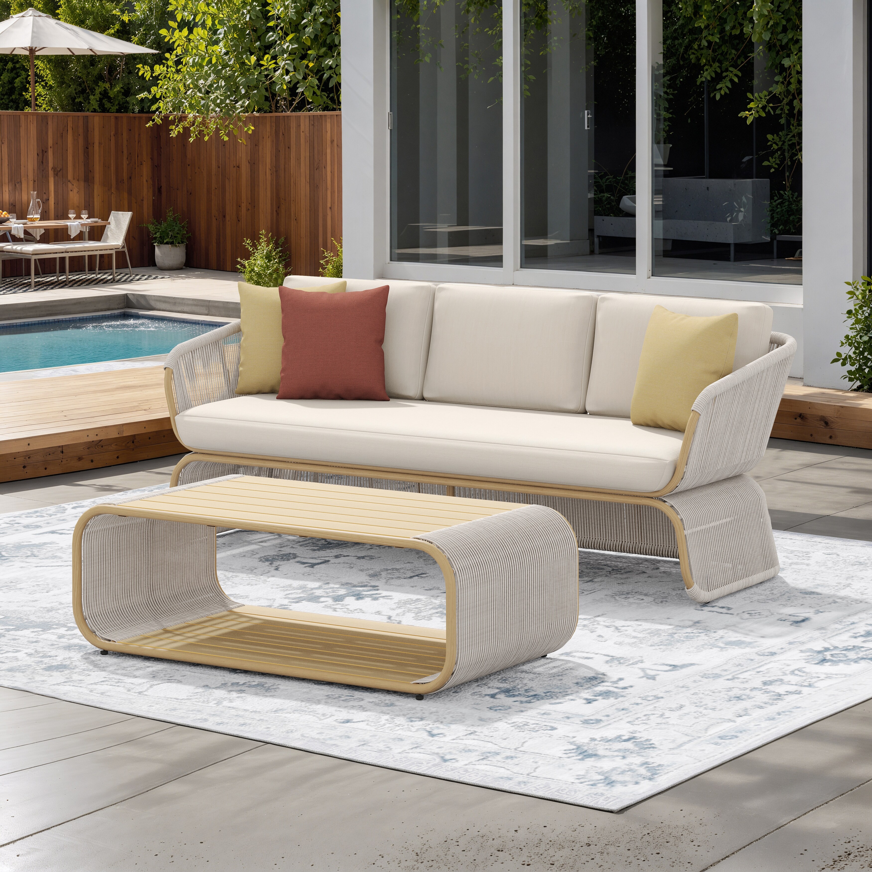 Corvus Ida 2-piece Outdoor Wicker Sofa with Coffee Table