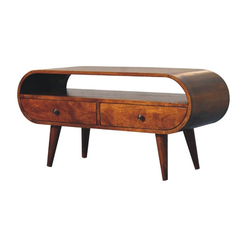 Modern TV Stand with Wood Feet, Entertainment Center with Large Storage Drawers - Brown