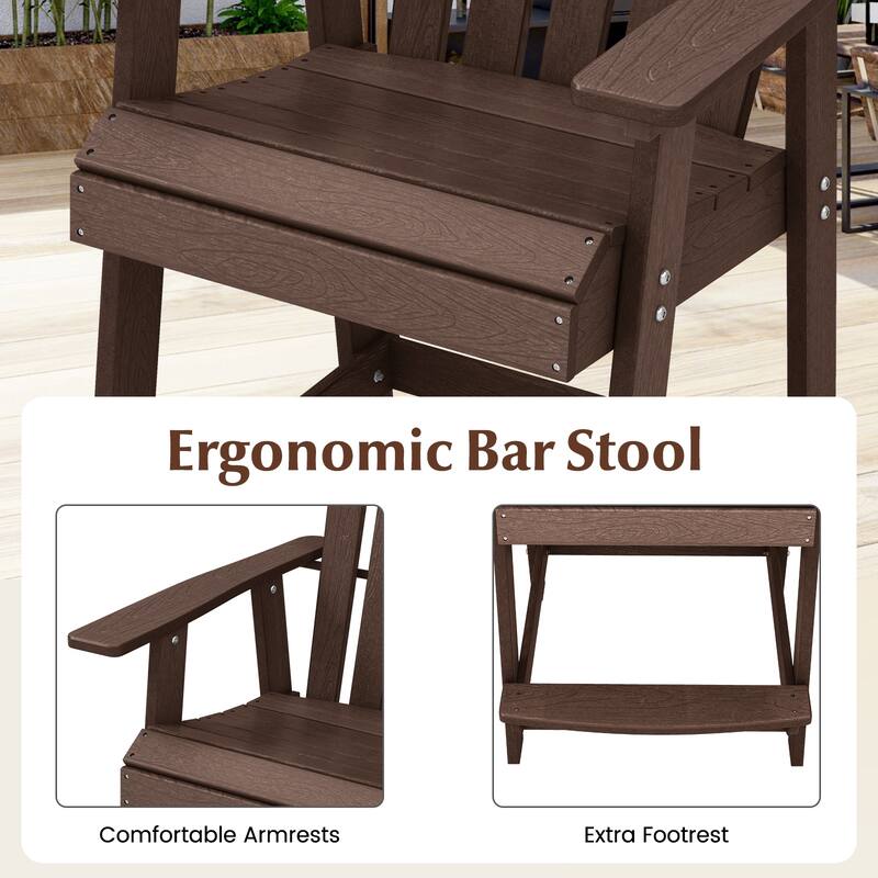 Gymax Tall Bar Stool HDPE Chair w/ Armrest Footrest Home Indoor