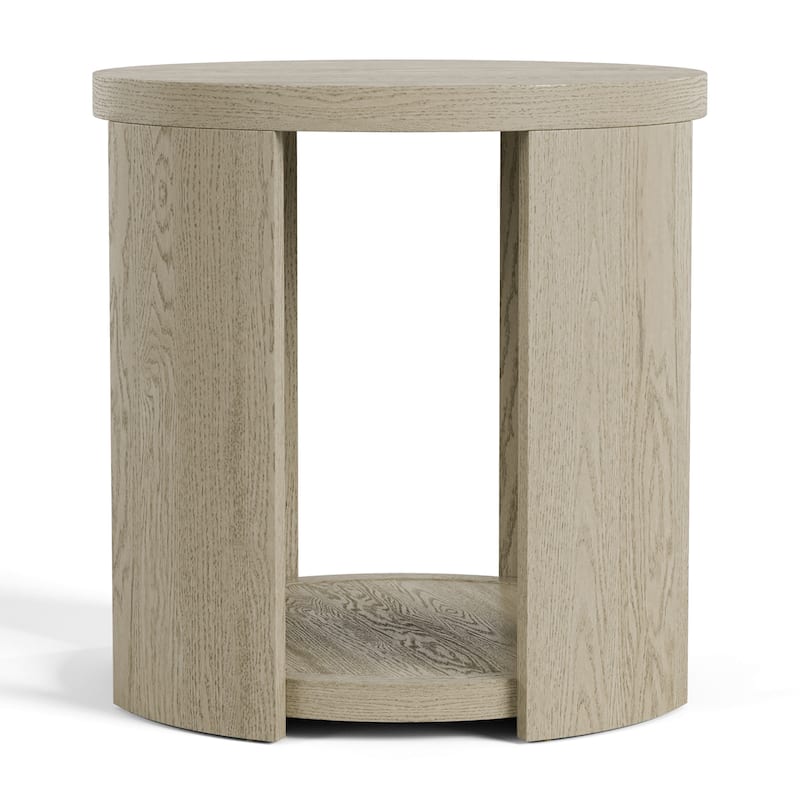 Furniture of America Piez Modern Oak Round Wooden 1-Shelf End Table