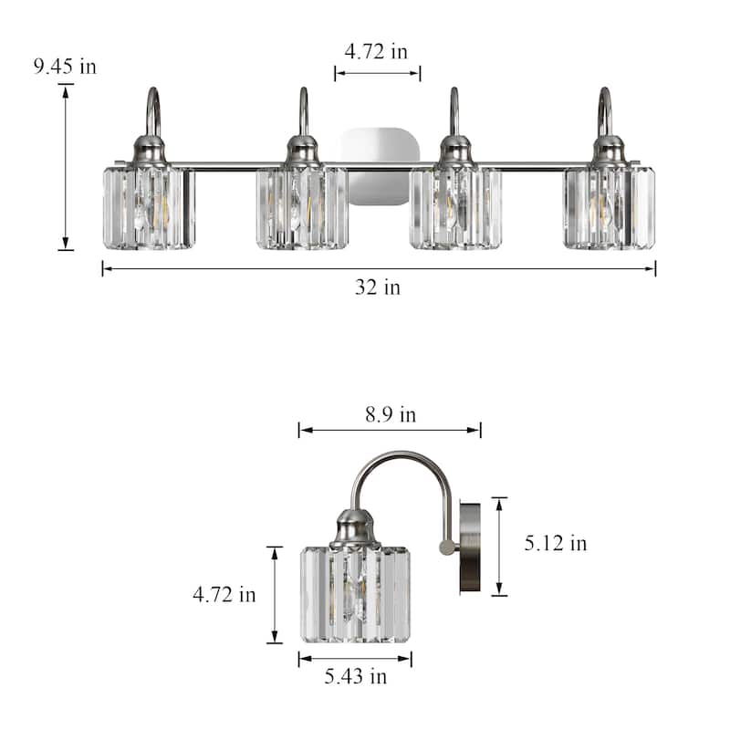 ExBrite Modern Rose Gold Dimmable Bathroom Crystal Vanity Lights