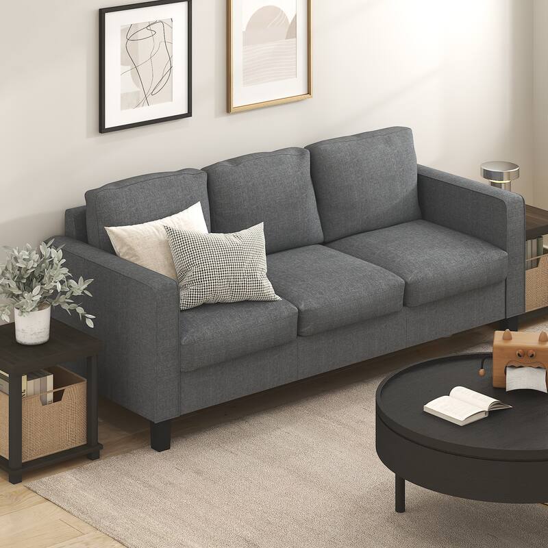 Furinno Bayonne Modern Upholstered 3-Seater Sofa, Beige
