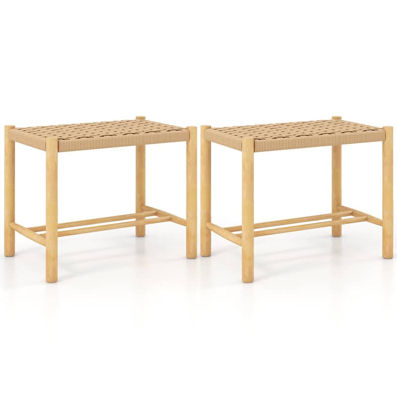 18 Inch Dining Stool Set of 2-Natural - 22" x 14" x 18" (L x W x H) - Natural