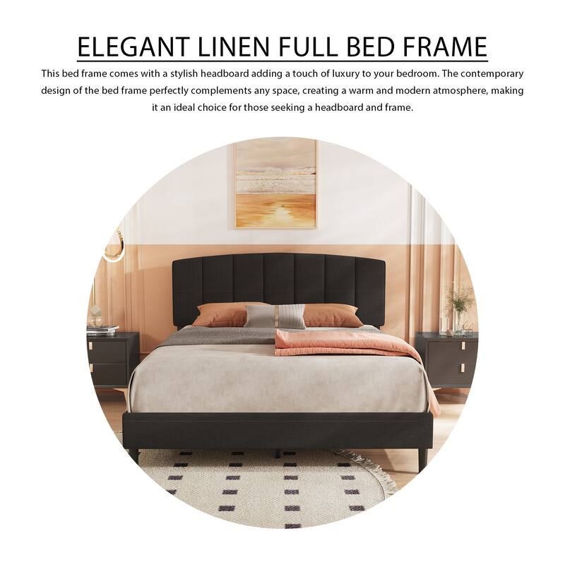 Alazyhome Upholstered Platform Bed Frame with Bedside Cupboard