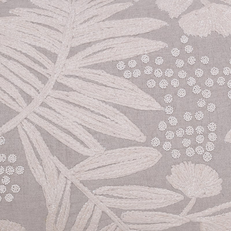 Sevita Hand-Woven Natural/Cream Botanical Linen Throw Pillow, 16" x 24"