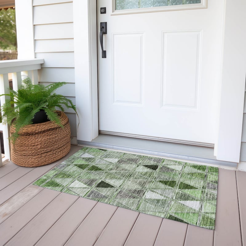 Machine Washable Indoor/ Outdoor Chantille Modern Diamonds Rug