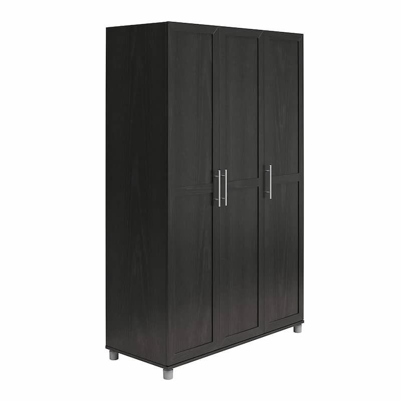 Roomfitters Camberly Framed 3-Door Wardrobe Closet with Hanging Rod and Shelving Storage, Black Finish