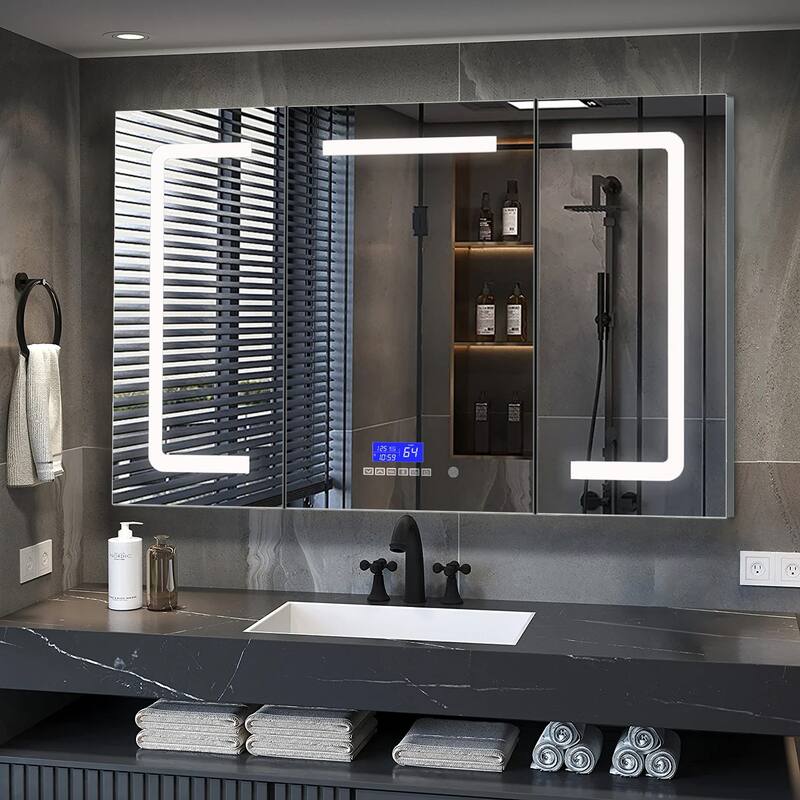 Lesina Surface-Mount LED Mirror Medicine Cabinet with Defogger - 48" Wide