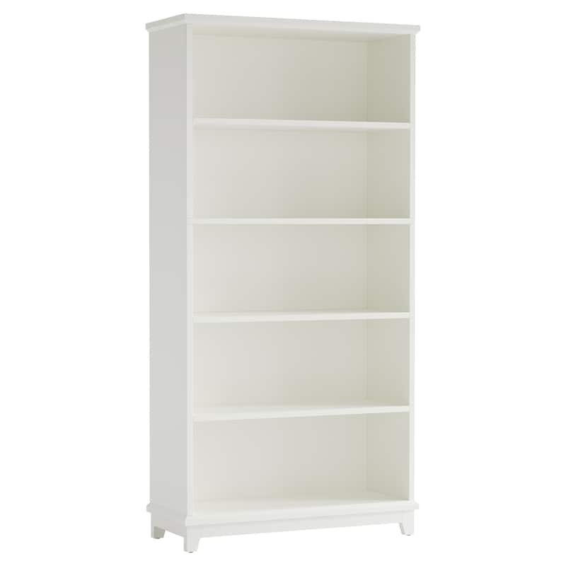 5-Tier White Bookshelf 70-Inch Tall Wooden Bookcase for Home Office