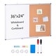 preview thumbnail 7 of 67, White/Enclosed/Large Cork Board Monthly Calendar Whiteboard & Cork Board Combo 36"x24" - Whiteboard