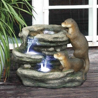 Design Toscano Bright Waters Otters Garden Fountain Sculpture