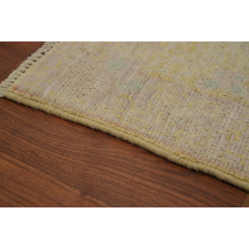 Hand Knotted Oriental 100% Wool Carpet Traditional Geometric Yellow & Gold Ziegler Area Rug - 5' 11'' X 2' 7''