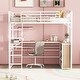 preview thumbnail 29 of 34, Metal Twin Loft Bed with 3-Tier Shelves & L-Shaped Desk - Contemporary Design