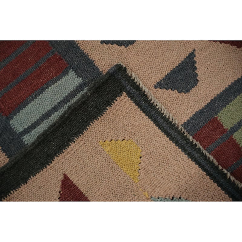 Hand Woven Oriental 100% Wool Carpet Southwestern Tribal Brown Kilim Area Rug - 11' 10'' X 8' 2''