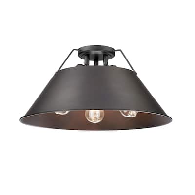 Orwell 3-Light Flush Mount in Matte Black with Rubbed Bronze