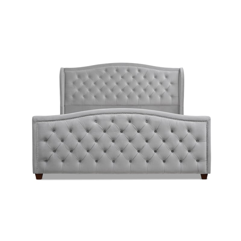 Athens Upholstered Nailhead Tufted Wingback Panel Bed