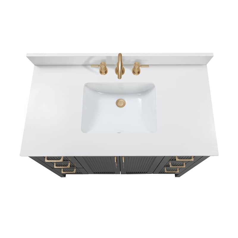 Luka Bathroom Vanity in Black Oak with White Engineered Stone Top
