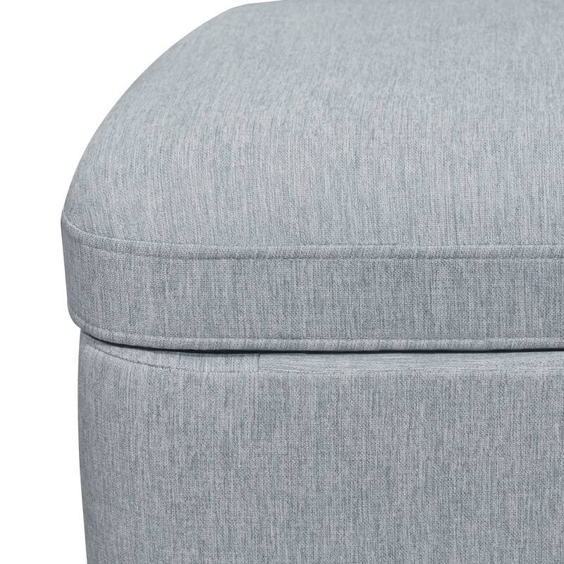 Adeco 21" Linen Storage Ottoman for Living Room - Blue-Gray