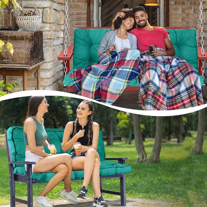 Porch Swing Replacement Cushion, 55in Outdoor Bench Cushions with Backrest , 3 Seat Patio Furniture Garden Loveseat Glider Pad