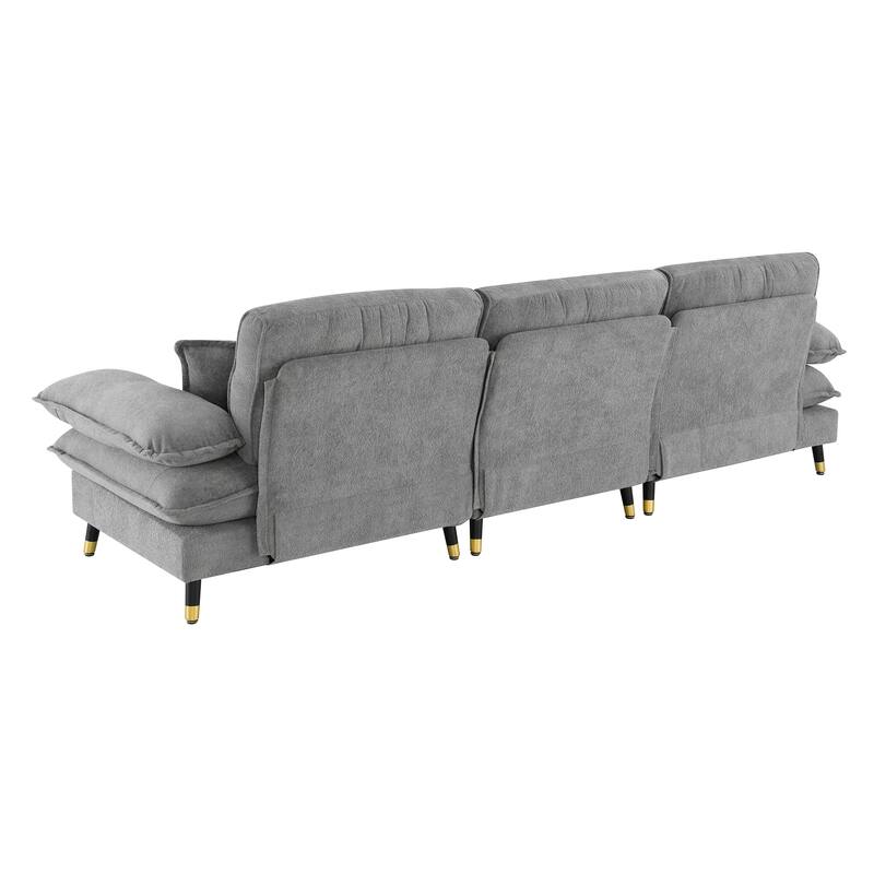 L Shaped Convertible Sectional Sofa, 4 Seat Tufted Couch Set