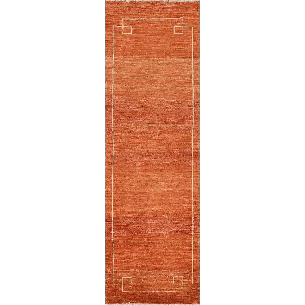 Bordered Gabbeh Kashkoli Oriental Runner Rug Hand-knotted Wool Carpet - 2'5" x 8'5"