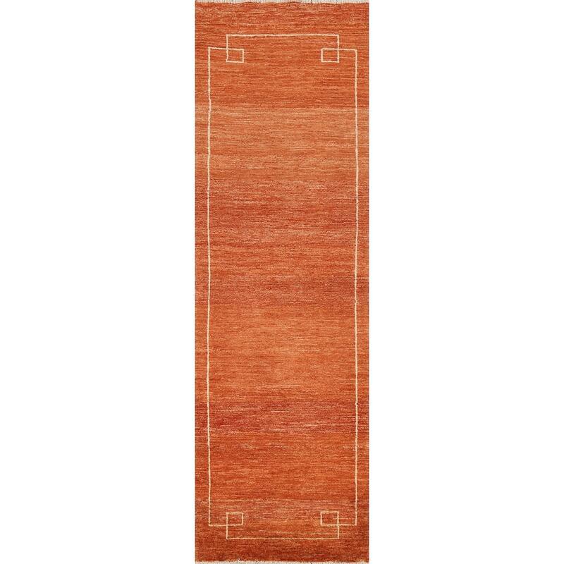 Bordered Gabbeh Kashkoli Oriental Runner Rug Hand-knotted Wool Carpet - 2'5" x 8'5"