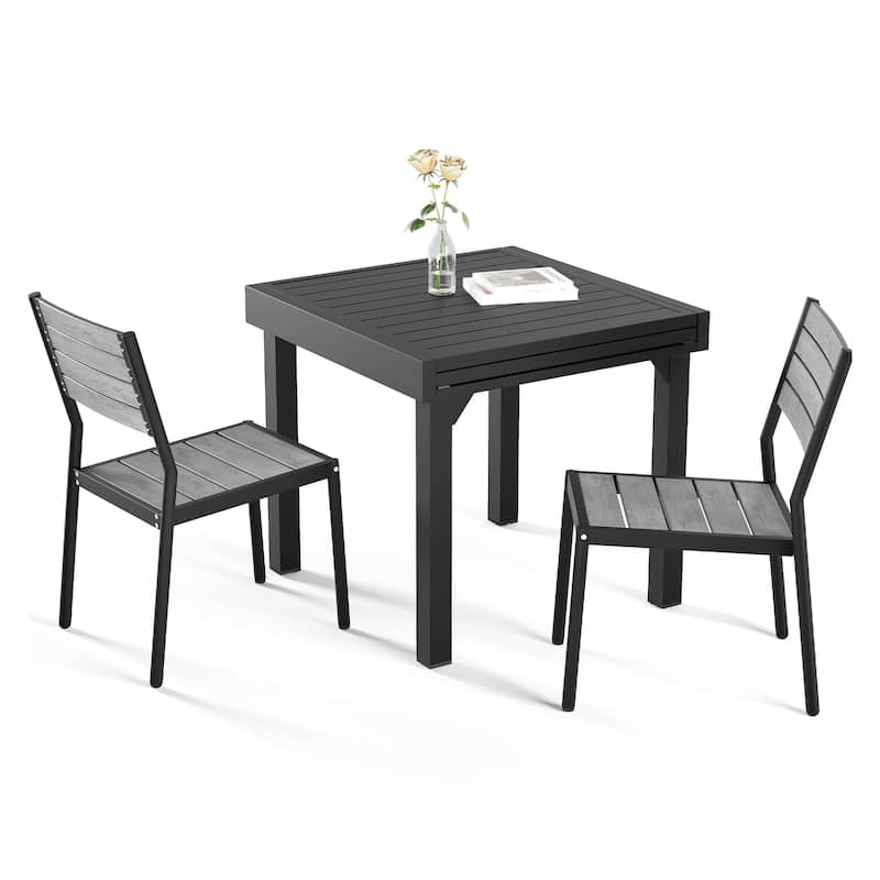 Pellebant Outdoor 3/5/7-piece Aluminum Dining Set Extendable Dining Table with Chairs