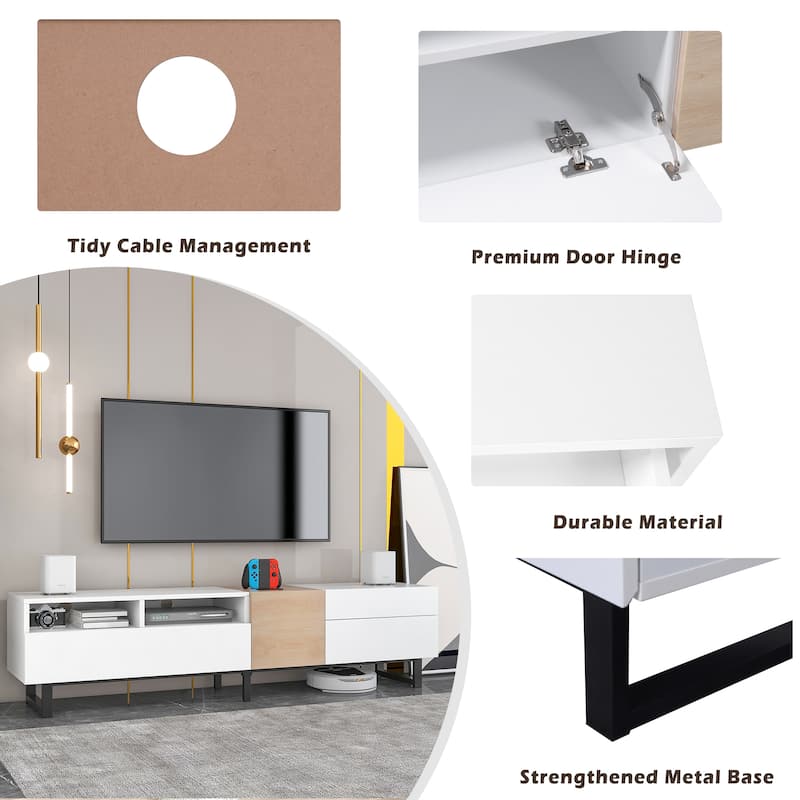 70" TV Stand with Double Storage & Drop-Down Door for TVs Up to 80"
