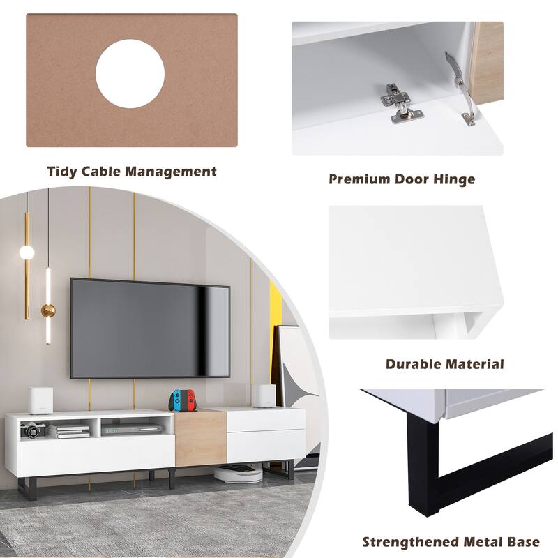 Modern TV Stand for 80'' TV with Double Storage Space