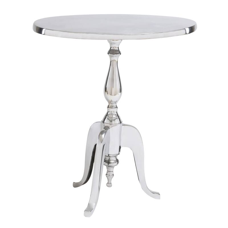 Aluminum Metal Small Accent Table with Scroll Legs - Gold or Silver - Roche River Decor - Silver