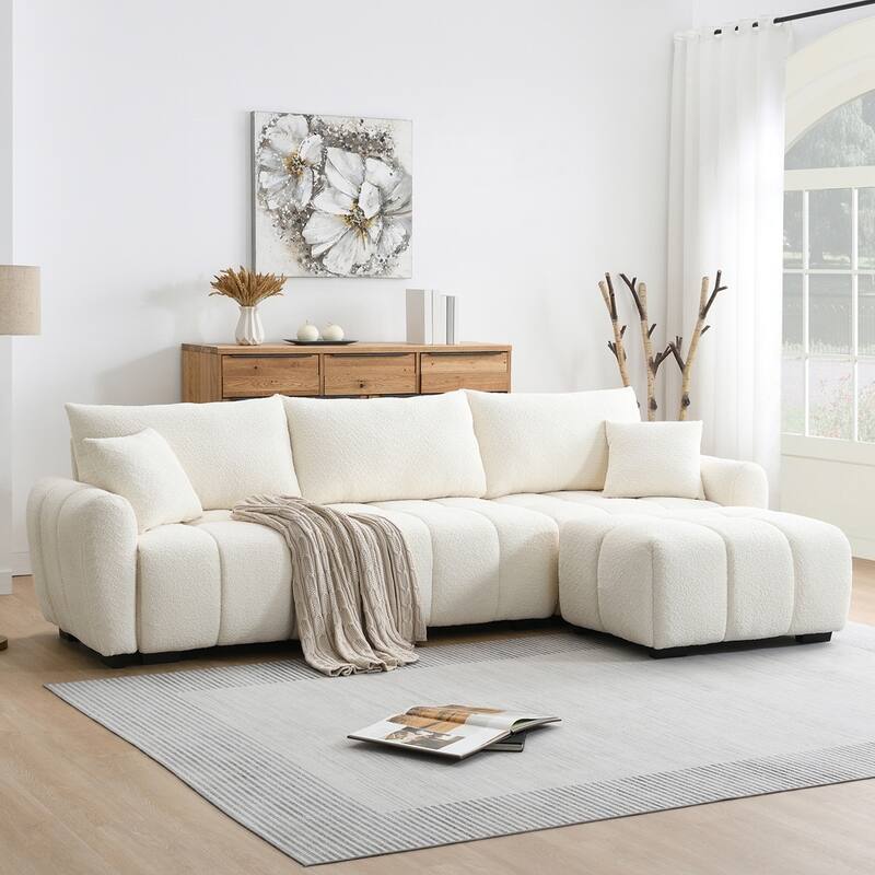 L Shape with Extra-large Seat - Cream
